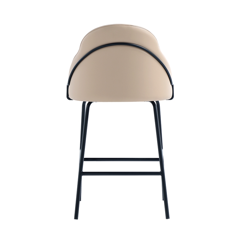 Gracie Tan and Black Leatherette Counter Stool  with Steel Legs - Set of 2