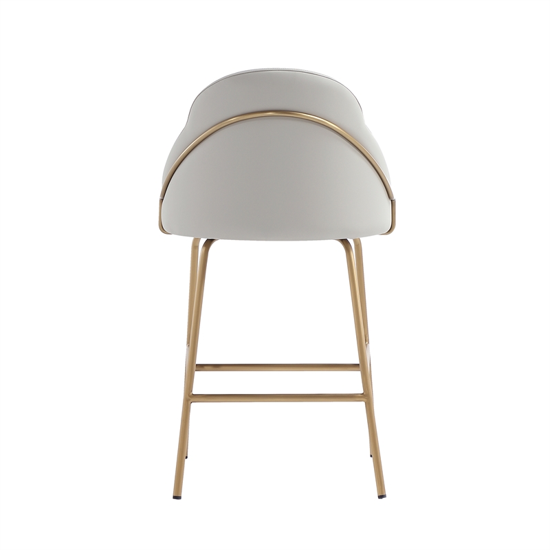 Gracie Stone and Gold Leatherette Counter Stool  with Steel Legs - Set of 2