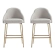 Gracie Stone and Gold Leatherette Counter Stool  with Steel Legs - Set of 2