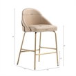 Gracie Tan and Gold Leatherette Counter Stool  with Steel Legs - Set of 2