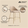Gracie Tan and Gold Leatherette Counter Stool  with Steel Legs - Set of 2