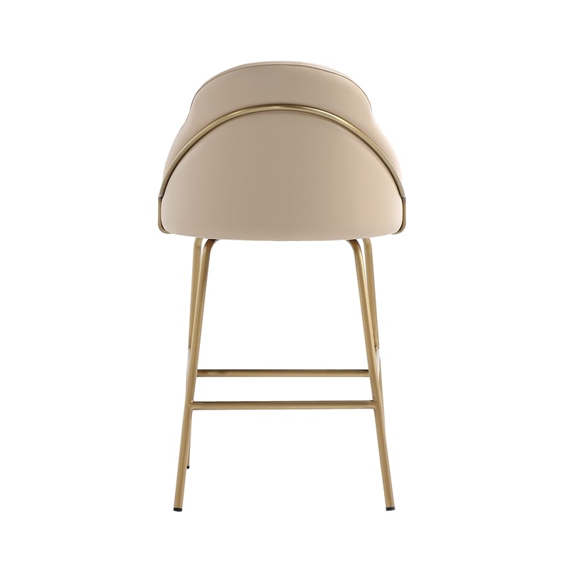 Gracie Tan and Gold Leatherette Counter Stool  with Steel Legs - Set of 2
