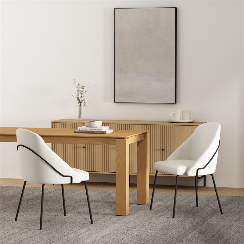 Gracie White and Black Leatherette Dining Chair with Steel Legs - Set of 2