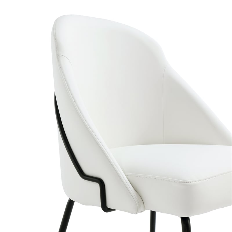 Gracie White and Black Leatherette Dining Chair with Steel Legs - Set of 2