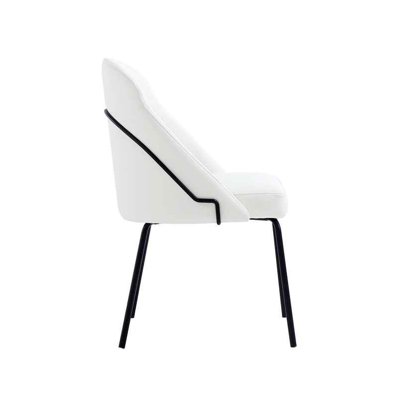 Gracie White and Black Leatherette Dining Chair with Steel Legs - Set of 2