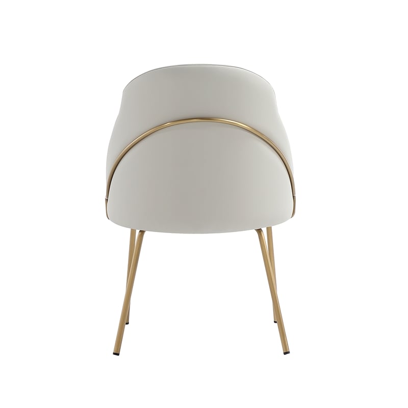 Gracie Stone and Gold Leatherette Dining Chair with Steel Legs - Set of 2