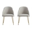 Gracie Stone and Gold Leatherette Dining Chair with Steel Legs - Set of 2