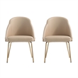 Gracie Tan and Gold Leatherette Dining Chair with Steel Legs - Set of 2
