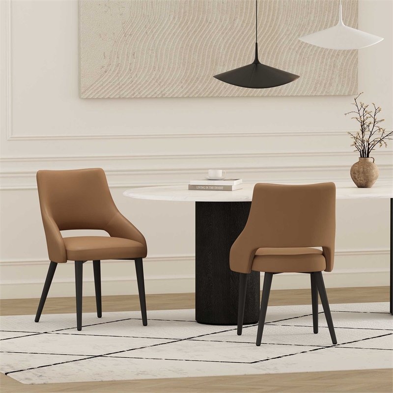 Tremont Saddle Leatherette Dining Chair with Metal Legs - Set of 2