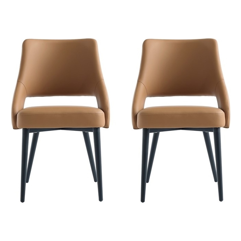 Tremont Saddle Leatherette Dining Chair with Metal Legs - Set of 2