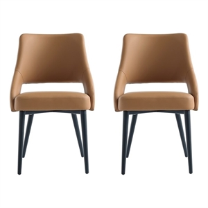 Tremont Saddle Leatherette Dining Chair with Metal Legs - Set of 2