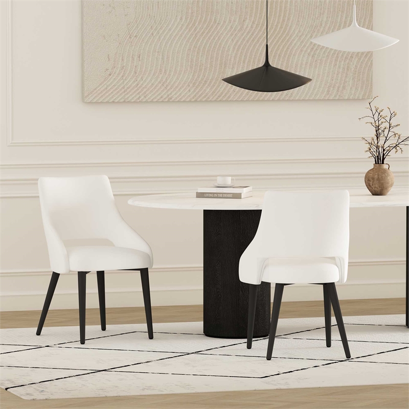 Tremont White Leatherette Dining Chair with Metal Legs - Set of 2