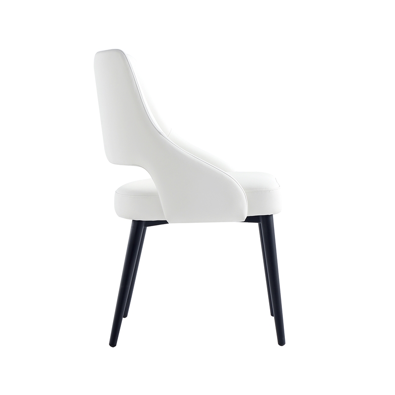 Tremont White Leatherette Dining Chair with Metal Legs - Set of 2