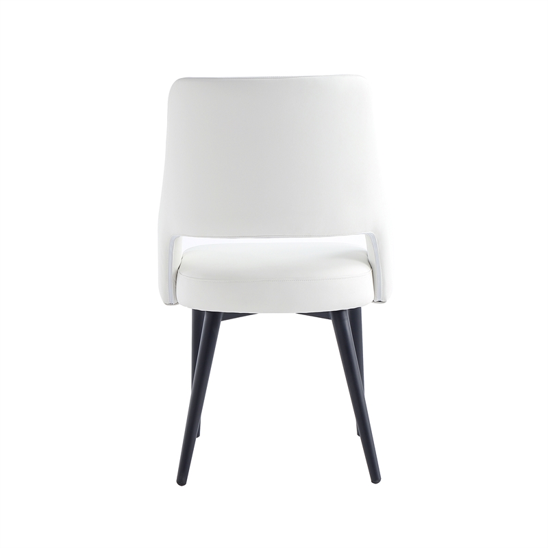 Tremont White Leatherette Dining Chair with Metal Legs - Set of 2