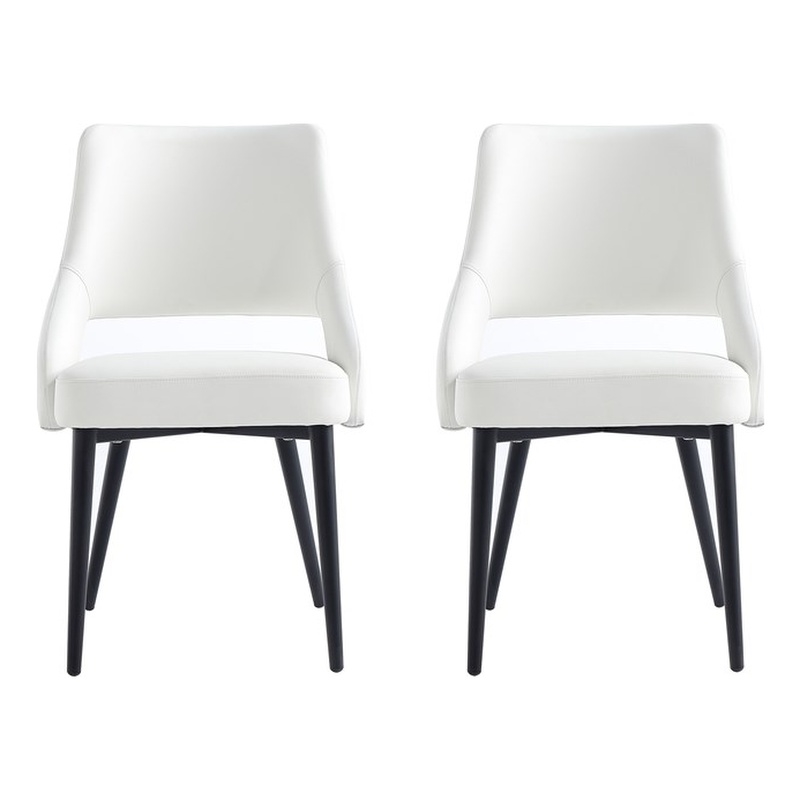 Tremont White Leatherette Dining Chair with Metal Legs - Set of 2