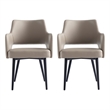 Tremont Taupe Leatherette Dining Arm Chair with Metal Legs - Set of 2