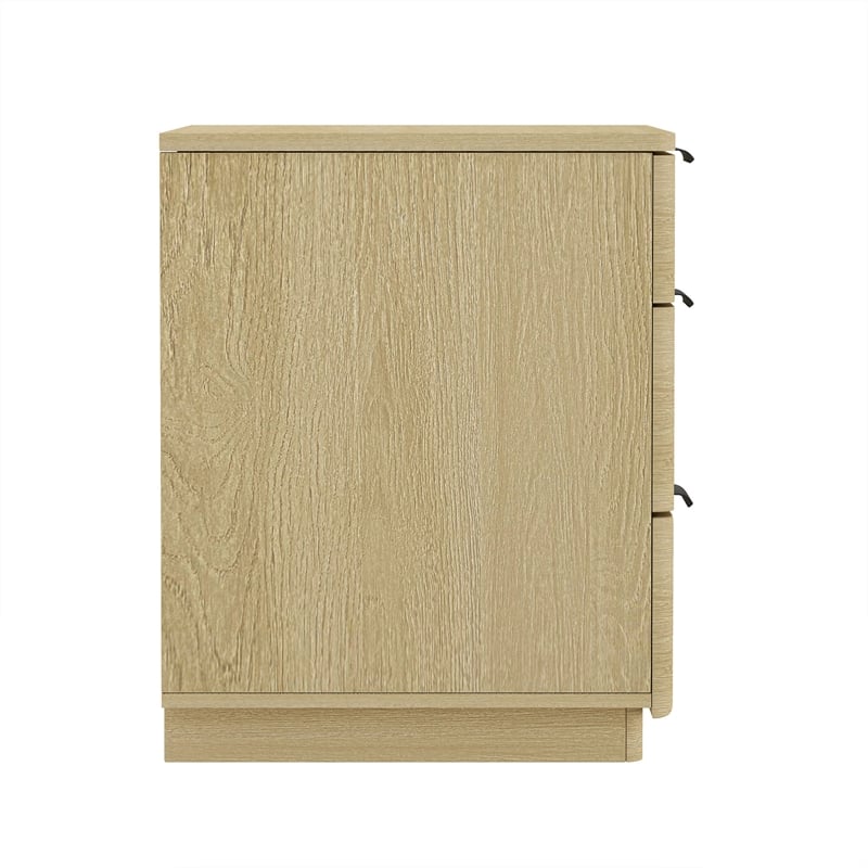Payton Modern Nightstand with 6 Drawers in Natural Oak and Black - Set of 2