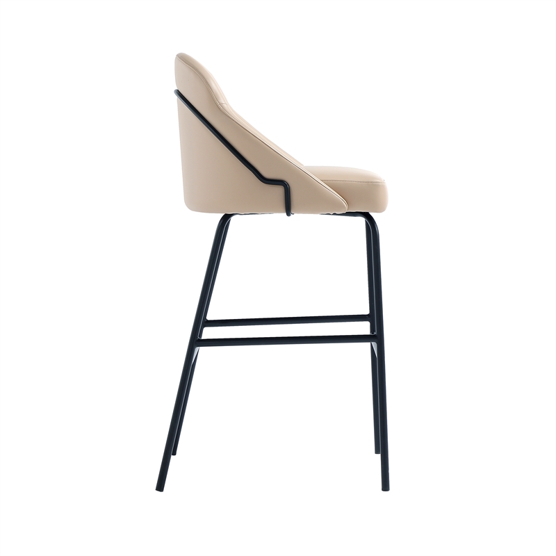 Gracie Tan and Black Leatherette Barstool with Steel Legs - Set of 3