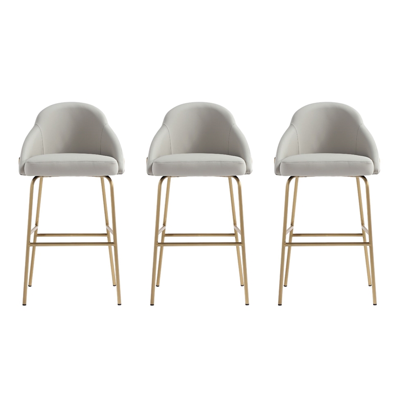 Gracie Stone and Gold Leatherette Barstool with Steel Legs - Set of 3