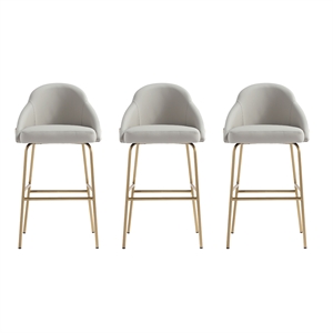 Gracie Stone and Gold Leatherette Barstool with Steel Legs - Set of 3