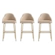 Gracie Tan and Gold Leatherette Barstool with Steel Legs - Set of 3