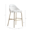 Gracie White and Gold Leatherette Barstool with Steel Legs - Set of 3