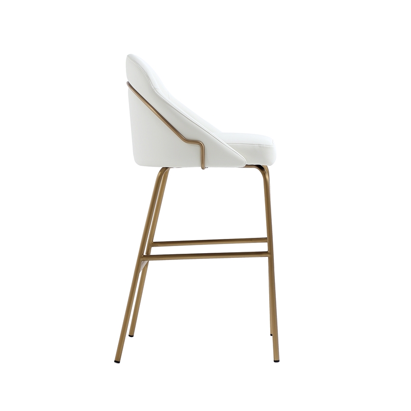 Gracie White and Gold Leatherette Barstool with Steel Legs - Set of 3