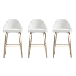 Gracie White and Gold Leatherette Barstool with Steel Legs - Set of 3