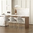 Gracie Stone and Gold Leatherette Counter Stool  with Steel Legs - Set of 3