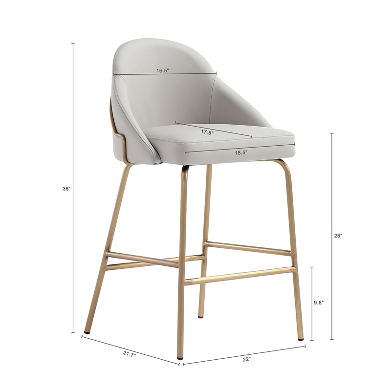 Gracie Stone and Gold Leatherette Counter Stool  with Steel Legs - Set of 3