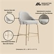 Gracie Stone and Gold Leatherette Counter Stool  with Steel Legs - Set of 3