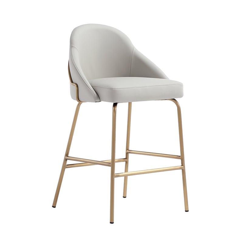 Gracie Stone and Gold Leatherette Counter Stool  with Steel Legs - Set of 3
