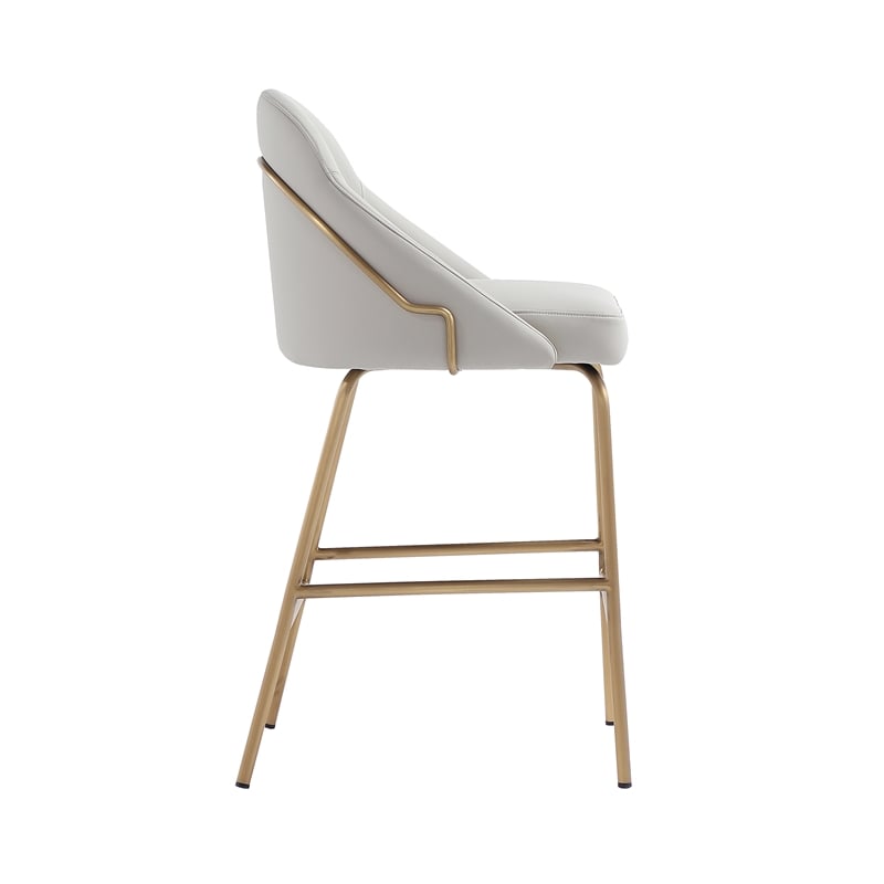Gracie Stone and Gold Leatherette Counter Stool  with Steel Legs - Set of 3