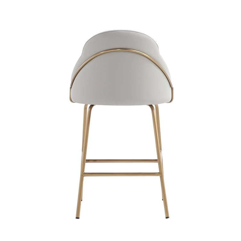 Gracie Stone and Gold Leatherette Counter Stool  with Steel Legs - Set of 3