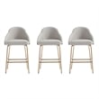 Gracie Stone and Gold Leatherette Counter Stool  with Steel Legs - Set of 3