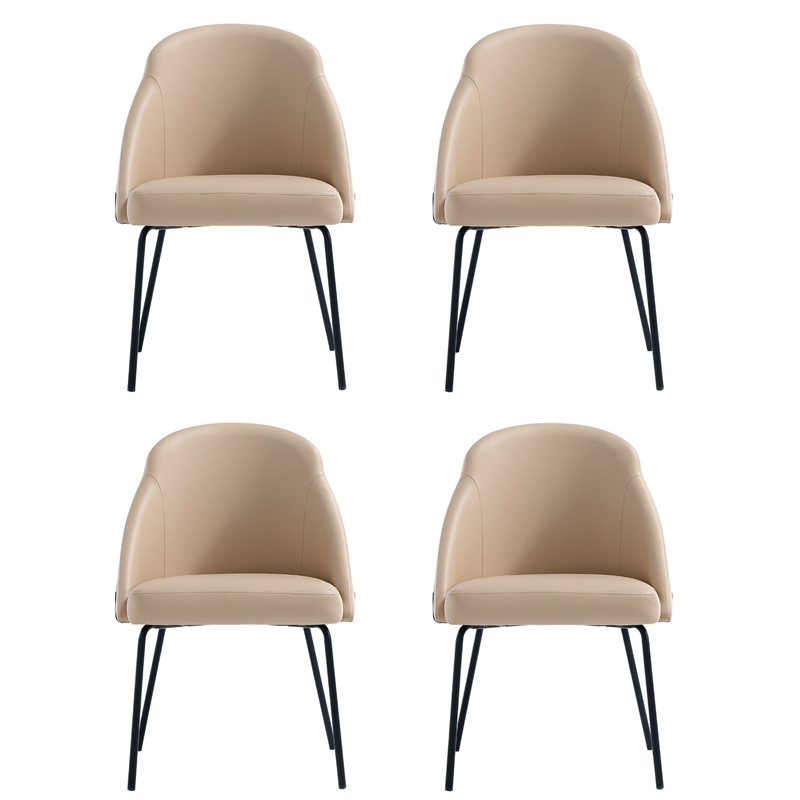 Gracie Tan and Black Leatherette Dining Chair with Steel Legs - Set of 4