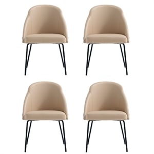 Gracie Tan and Black Leatherette Dining Chair with Steel Legs - Set of 4