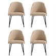 Gracie Tan and Black Leatherette Dining Chair with Steel Legs - Set of 4