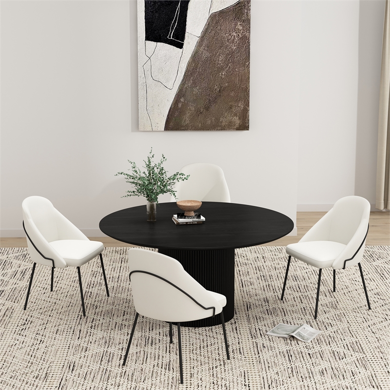 Gracie White and Black Leatherette Dining Chair with Steel Legs - Set of 4