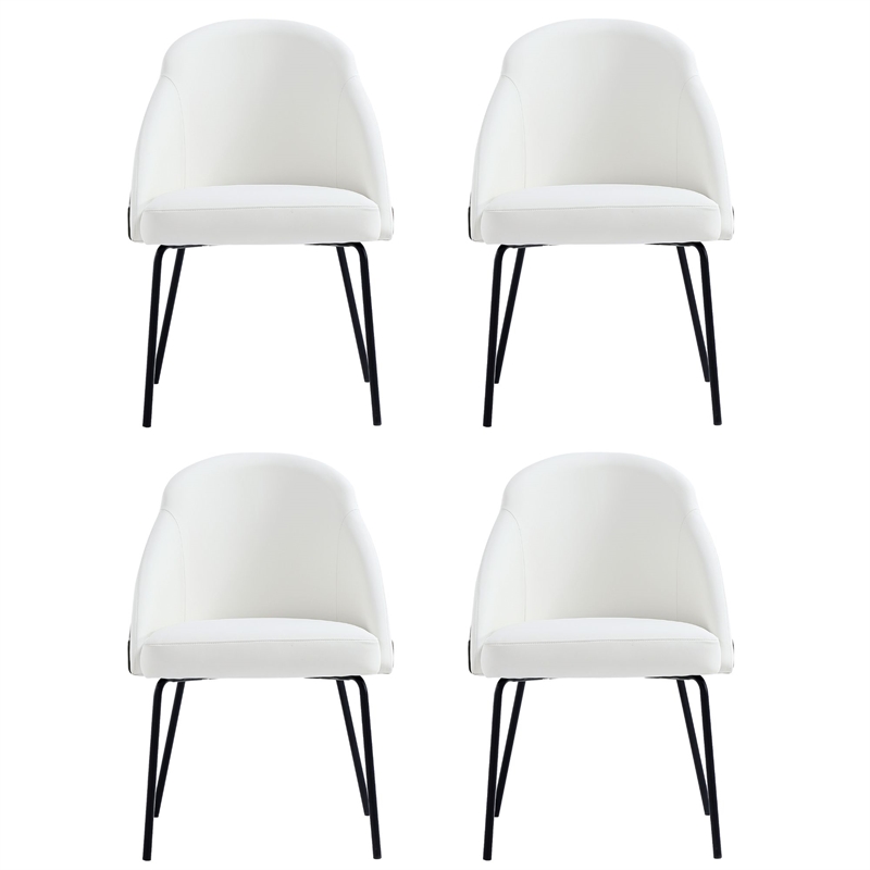 Gracie White and Black Leatherette Dining Chair with Steel Legs - Set of 4