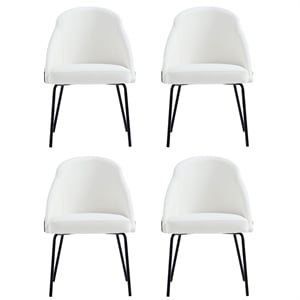 Gracie White and Black Leatherette Dining Chair with Steel Legs - Set of 4