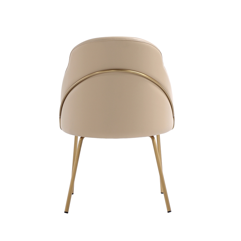 Gracie Tan and Gold Leatherette Dining Chair with Steel Legs - Set of 4