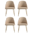 Gracie Tan and Gold Leatherette Dining Chair with Steel Legs - Set of 4