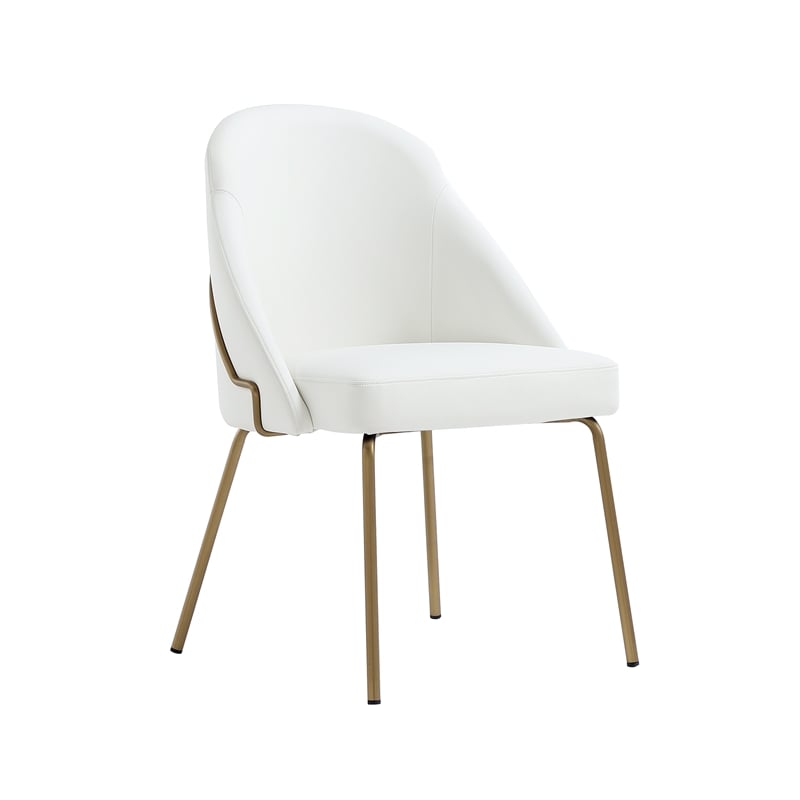 Gracie White and Gold Leatherette Dining Chair with Steel Legs - Set of 4
