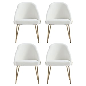 Gracie White and Gold Leatherette Dining Chair with Steel Legs - Set of 4