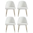 Gracie White and Gold Leatherette Dining Chair with Steel Legs - Set of 4
