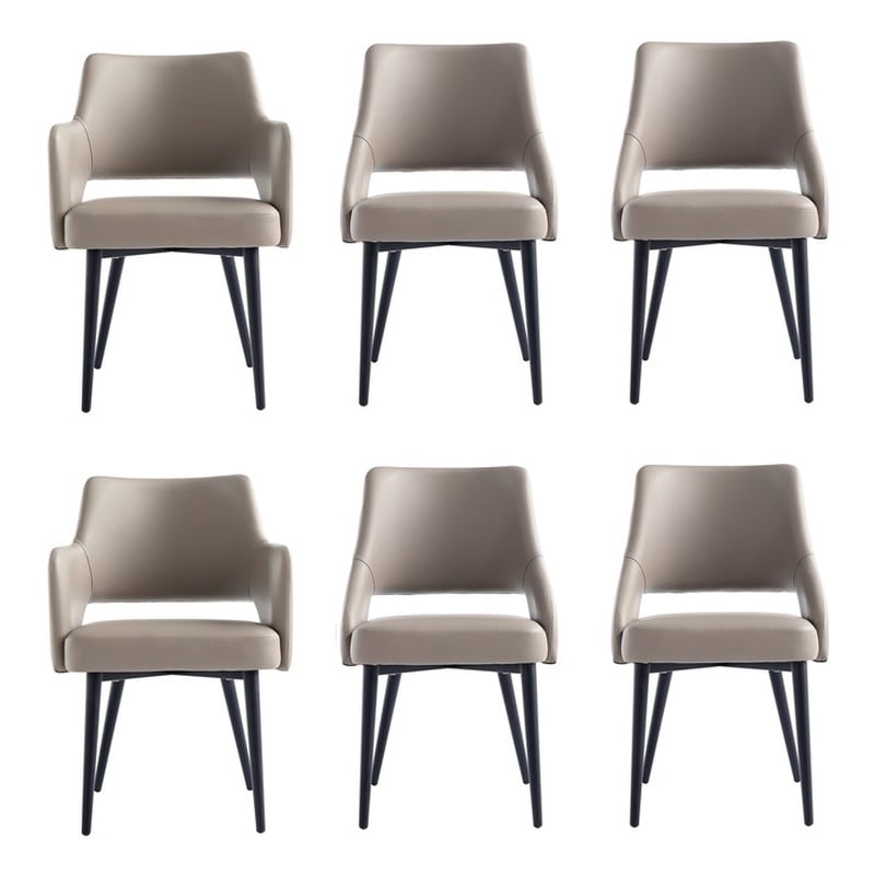 6-Piece Tremont Taupe Leatherette Dining Chair with Metal Legs