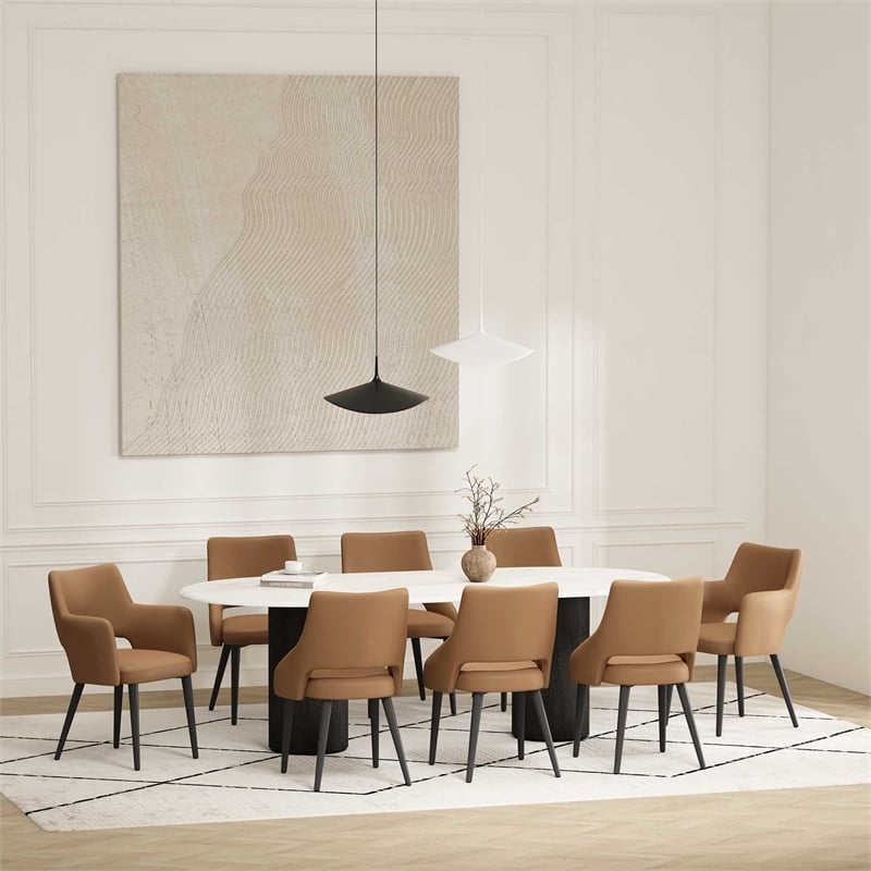 8-Piece Tremont Saddle Leatherette Dining Chair with Metal Legs