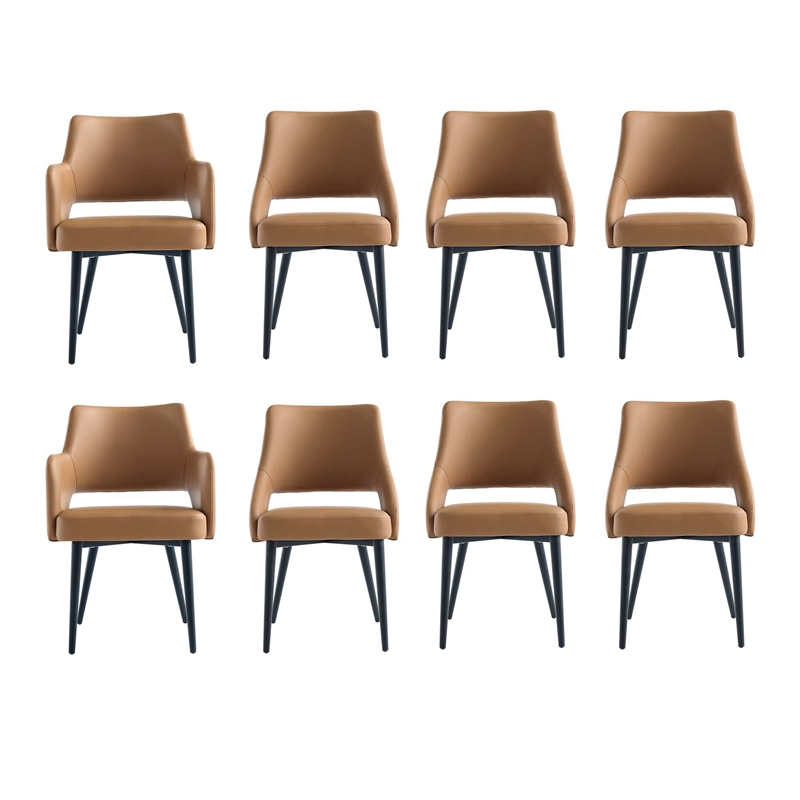 8-Piece Tremont Saddle Leatherette Dining Chair with Metal Legs