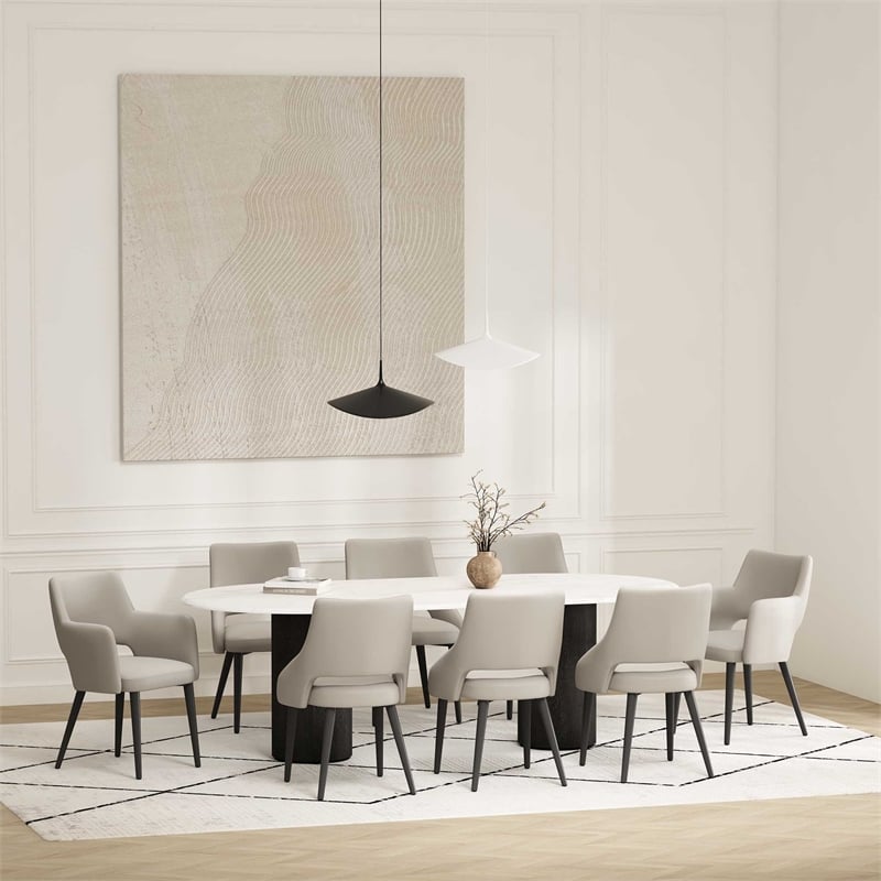 8-Piece Tremont Stone Leatherette Dining Chair with Metal Legs